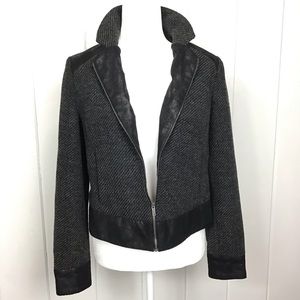 DKNY Black / Gray Wool Bomber Zip Jacket - S